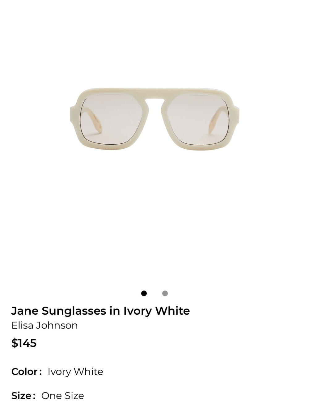 Elisa Johnson Jane Ivory White Sunglasses